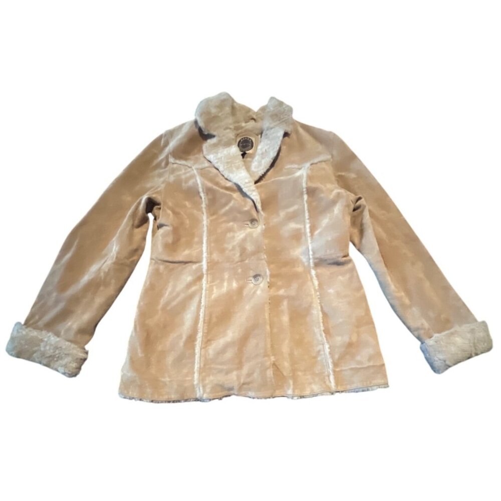 Giacca Y2K Genuine‎ Suede Leather Tan S Penny Lane Coat Jacket Boho